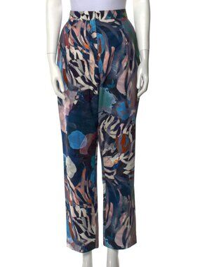 Raquel Allegra Silk Print Bianca Pant in Blue Collage